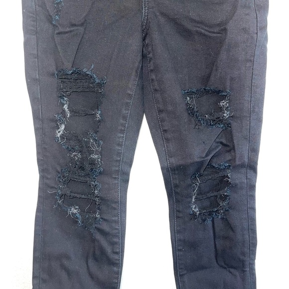American Eagle Black High Rise Distressed Skinny Curvy Jeans 4 Short Women’s - Picture 4 of 13